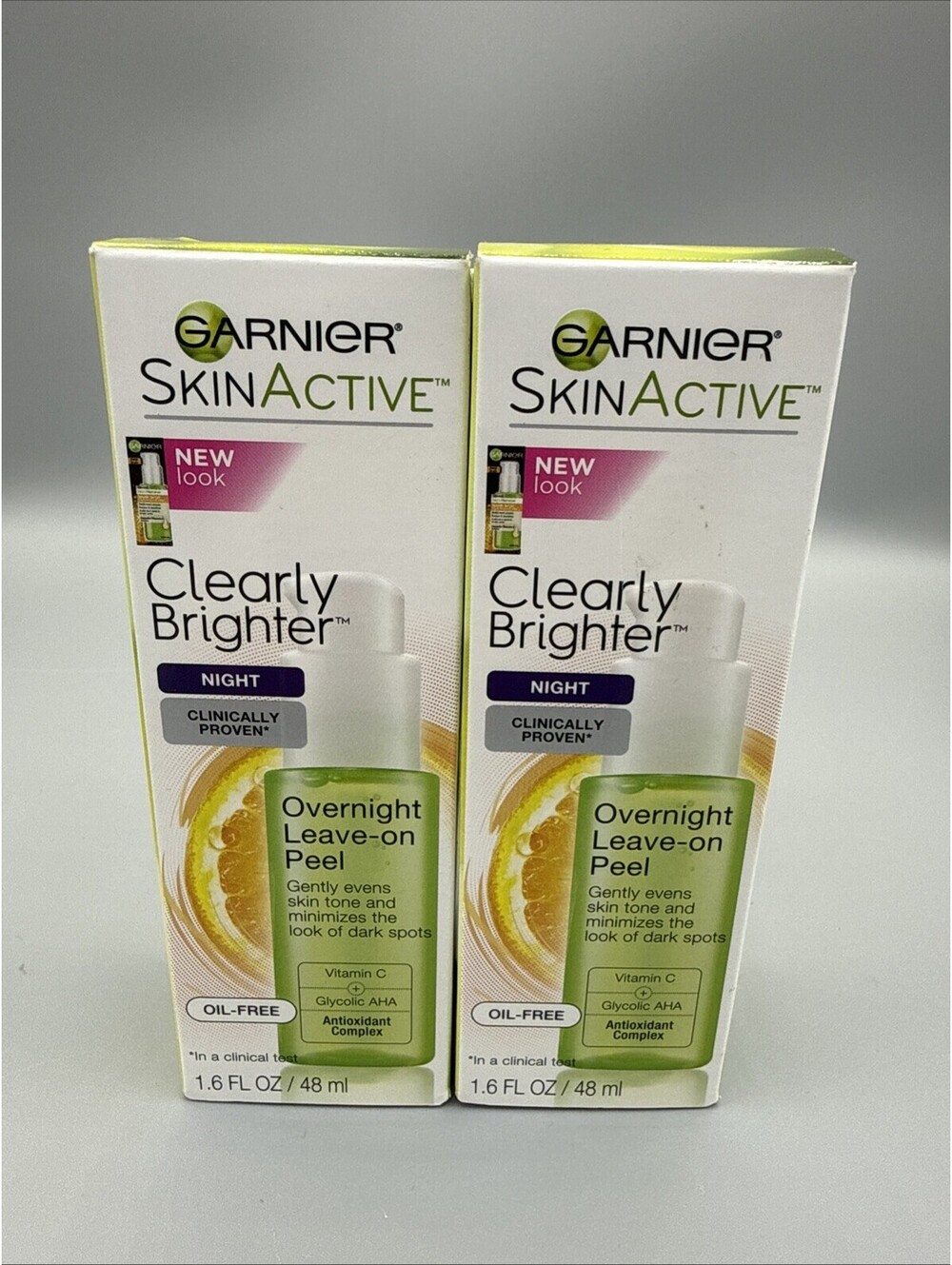 Lot of 2 Garnier SkinActive Clearly Brighter Overnight Leave-on Peel, 1.6 oz